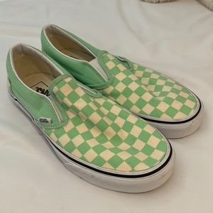 Mint and White checkered Vans